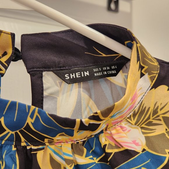 Shein Mulvari Floral Print Mock Neck Top - Picture 2 of 4